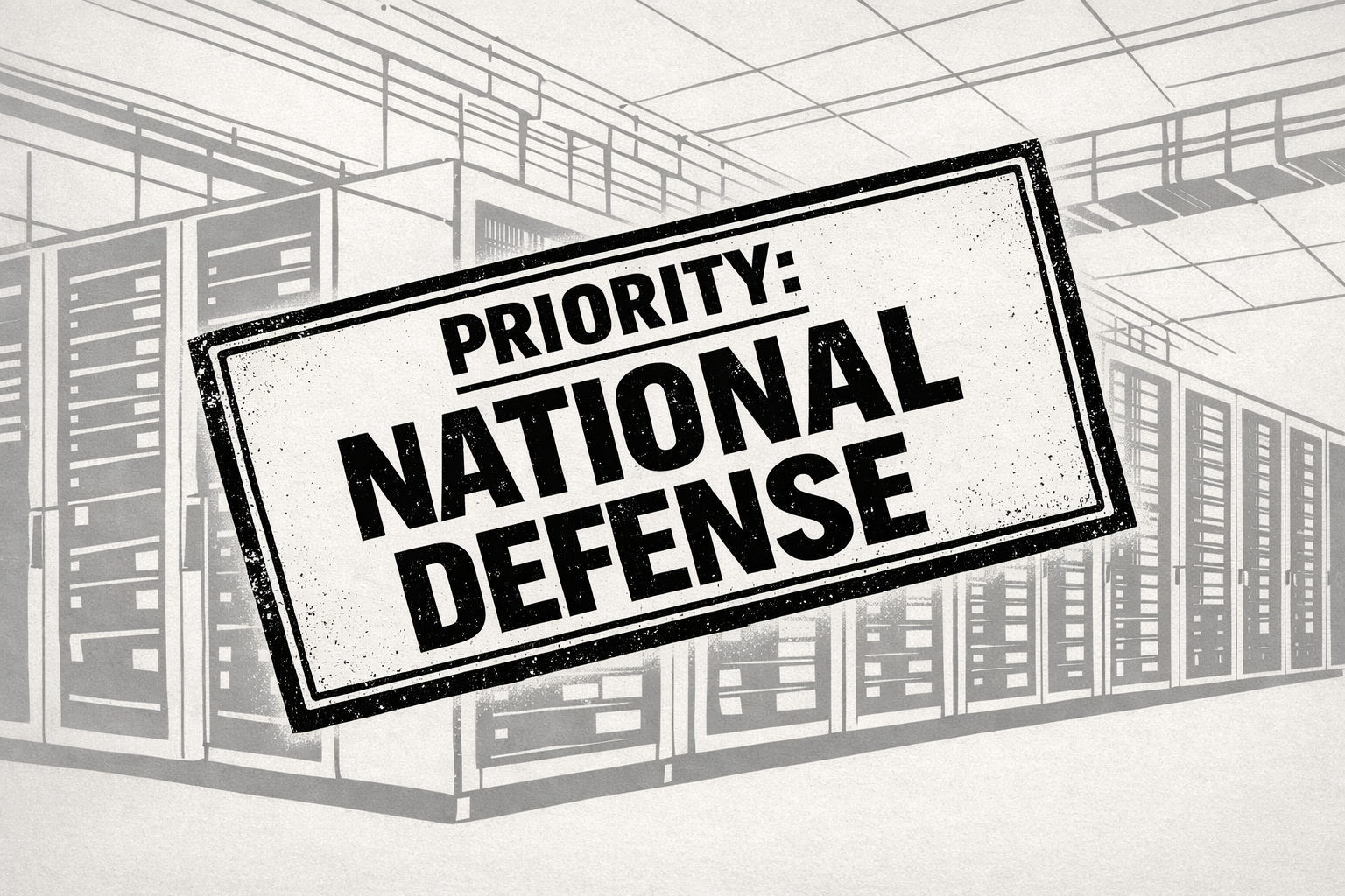 Priority national defense stamp over a data center